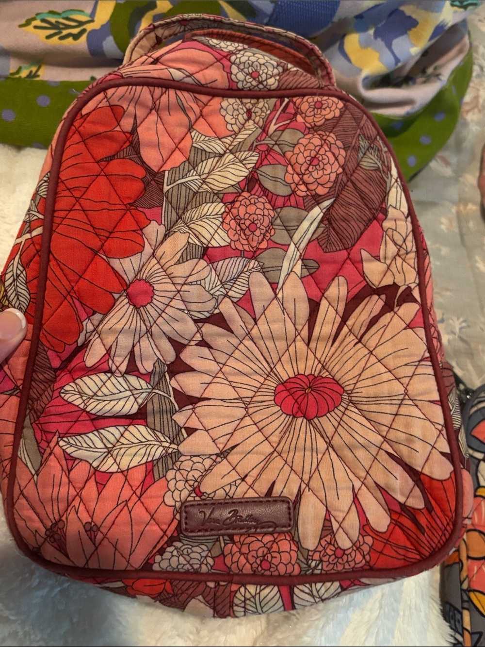 Vera Bradley Coral Pink Floral Quilted lunch bag